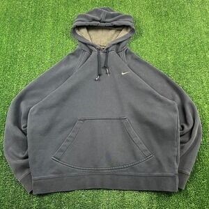 Vintage Nike Side Swoosh Hoodie Mens XL Faded Navy Blue Travis Scott Boxy Y2K